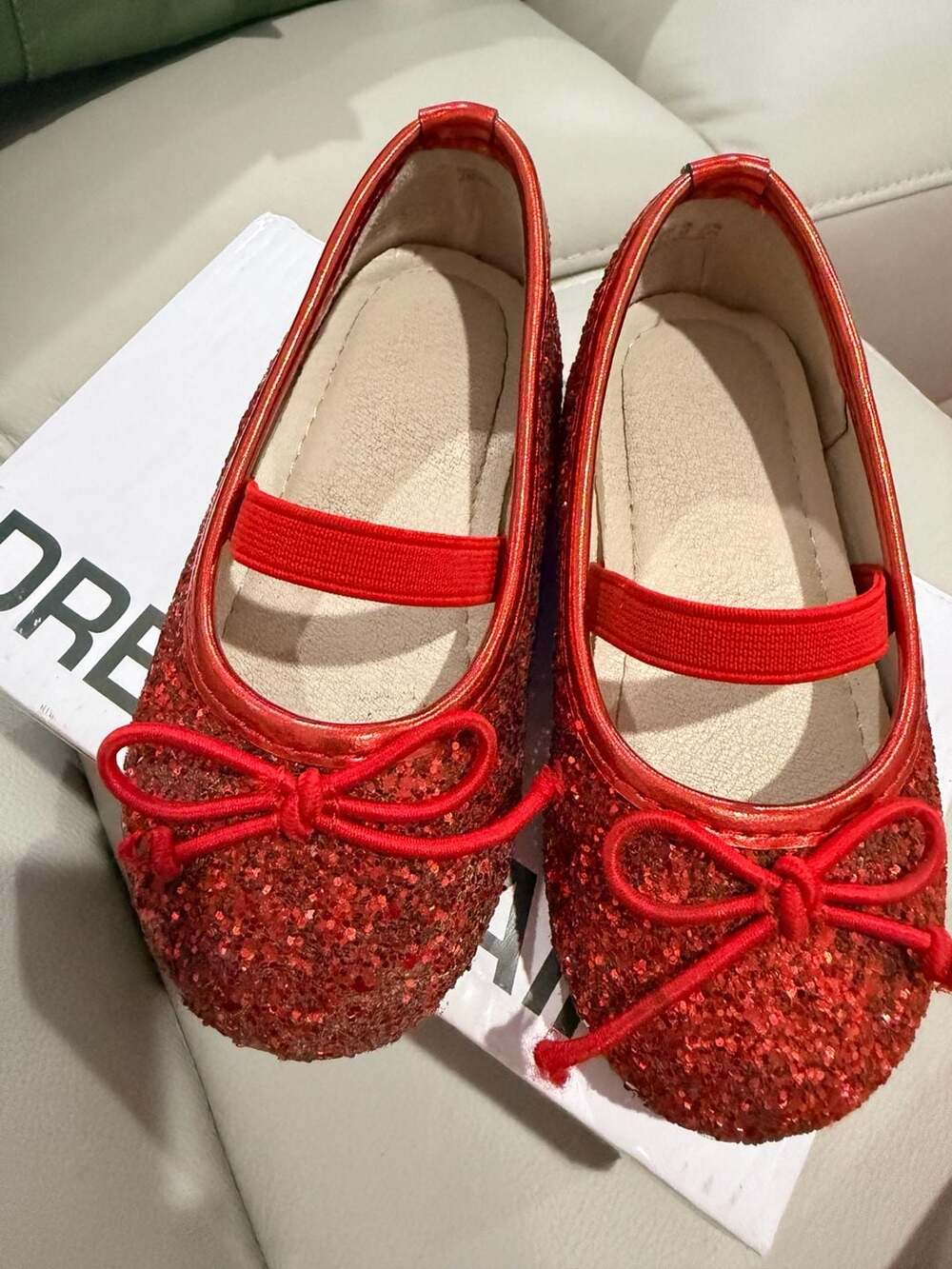 Dream Pairs Mary Jane Flats Size 6 Red Glitter Bow Toddler Shoes
